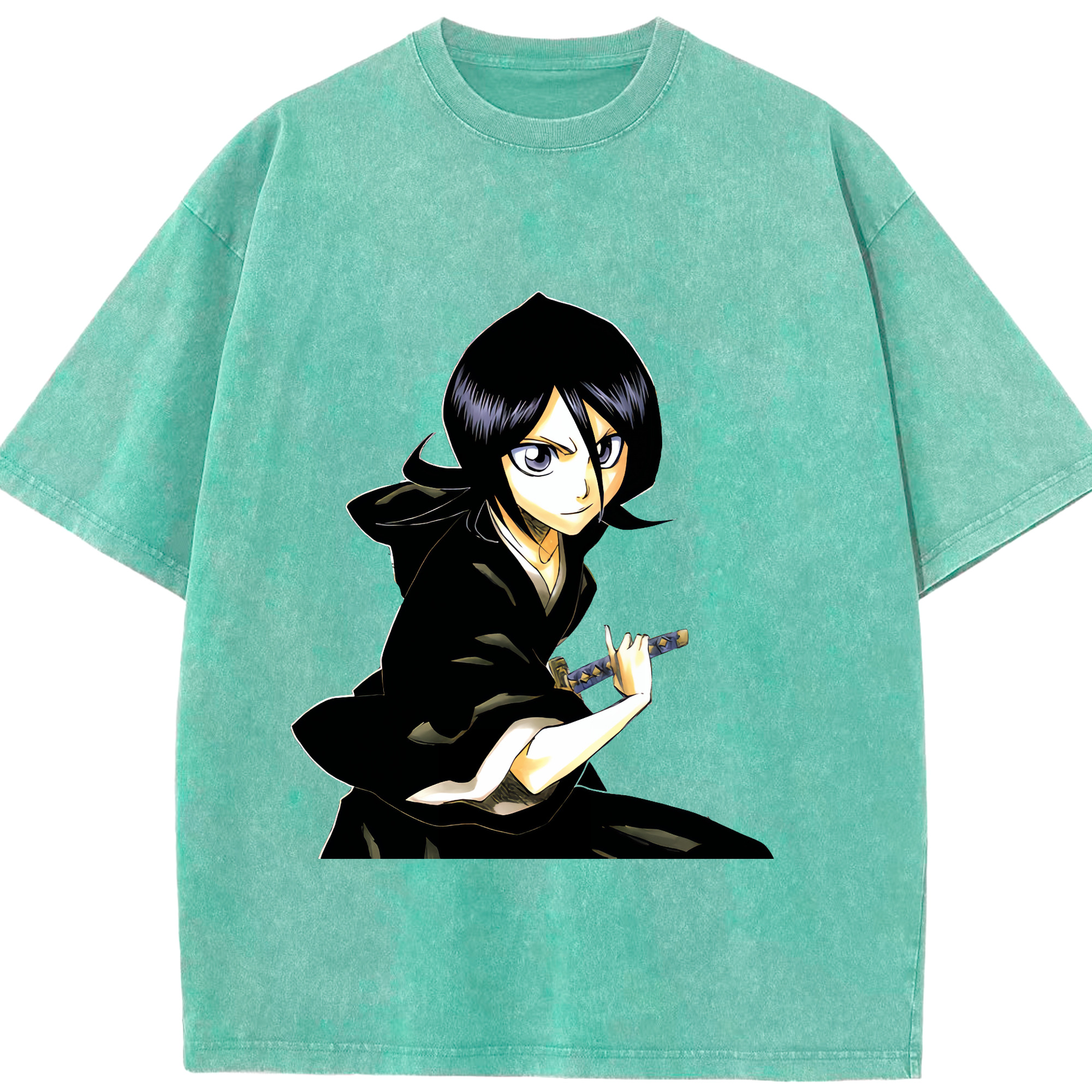 （画像用） ブリーチ 朽木ルキア BLEACH Kuchiki Rukia 綿100% ヴィンテージ風 半袖Tシャツ（フロントプリント）